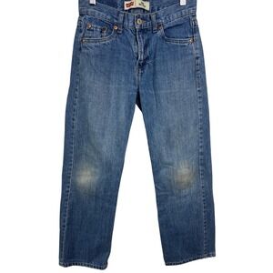 Levis 550 Relaxed Fit Boys Jeans Size 14 REG 27x25 Blue Medium Wash Denim A23